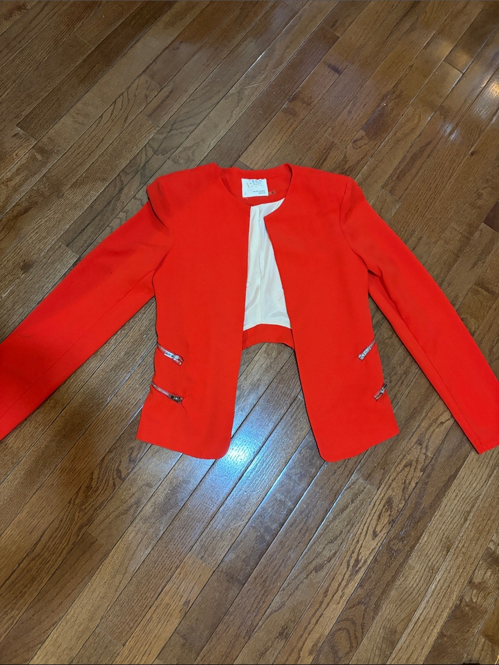 Mustard Seed orange-Red Open-Front Women's Blazer with Zip Details